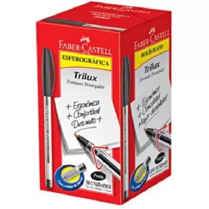 CANETA ESFEROGRÁFICA TRILUX 032 1.0 PRETO 50UNIDS FABER-CASTELL