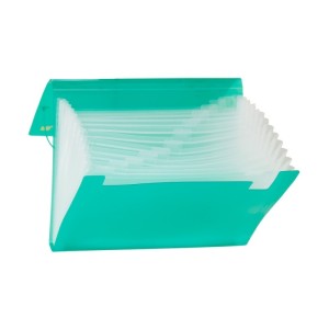 PASTA SANFONADA A4 C/ 12 DIVISÕES TRANSPARENTE VERDE YES