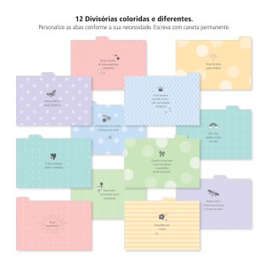 FICHÁRIO DE MESA C/ 12 DIV. CORAÇÕES HOLOGRÁFICOS FINA IDEIA