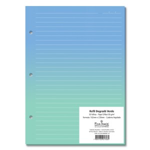 REFIL DEGRADÊ VERDE PAUTAS BRANCAS 50 FOLHAS FINA IDEIA