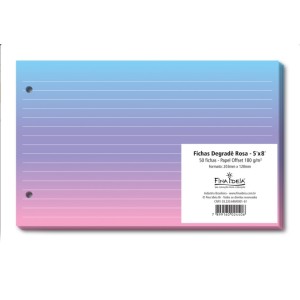 FICHAS DEGRADÊ ROSA PAUTAS BRANCAS 5X8 50 UNIDS FINA IDEIA