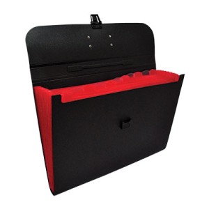 MALETA SANFONADA OF. 12 DIV.-PRETO E VERMELHO DAC