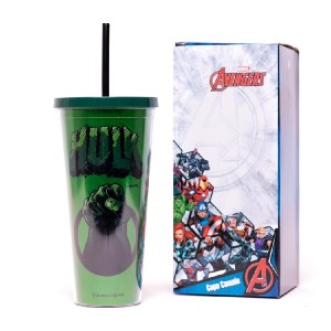COPO CANUDO 650ML METÁLICO HULK ZONA CRIATIVA