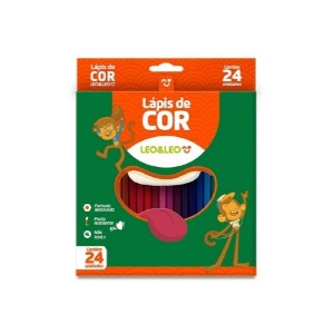 LÁPIS DE COR SEXTAVADO 24 CORES PLASTIFLEX LEO & LEO