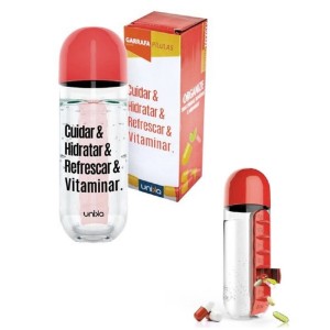 GARRAFA PARA PILULAS 600ML CUIDAR HIDRATAR UNIKA