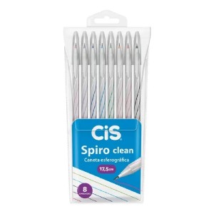 CANETA SPIRO CLEAN ESF. 0,7MM EST 8 UNIDS CIS