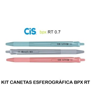 KIT CANETA ESF BPX 0,7MM RT C/3 AZ/PT/VM CIS