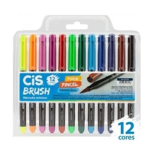 MARCADOR ARTÍSTICO BRUSH AQUARELÁVEL EST C/ 12 CORES CIS