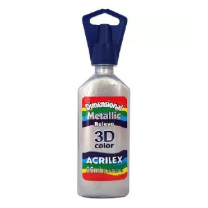 TINTA DIMENSIONAL METALLIC RELEVO 3D PRATA ACRILEX