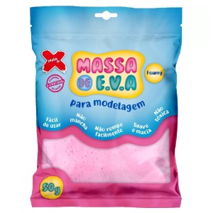 MASSA DE E.V.A FOAMY PARA ARTESANATO 50G ROSA CLARO MAKE+