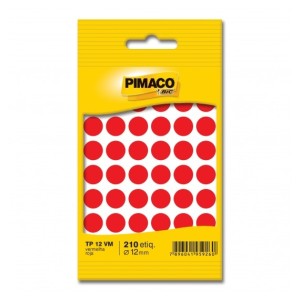 ETIQUETA ADESIVA TP 12 VM 210 UNIDS 12MM VERMELHA PIMACO