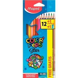 LÁPIS DE COR TRIANGULAR 12 COLOR PEPS STAR MAPED