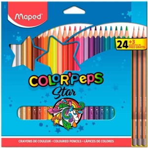 LÁPIS DE COR TRIANGULAR COLOR'PEPS 24 CORES + 3 LÁPIS MAPED