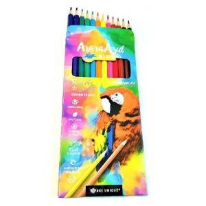 LÁPIS DE COR 12 CORES ARARA AZUL KIDS