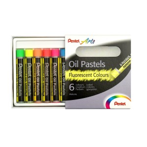 GIZ PASTEL OLEOSO COM 6 CORES FLUORESCENTE PENTEL