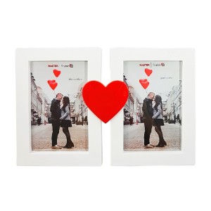 PORTA RETRATO DUPLO CORAÇÃO 10X15 BRANCO