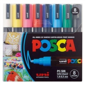 CANETA POSCA PC-5M EST C/ 8 CORES UNI