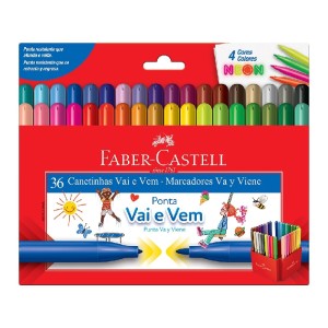CANETA HIDROGRÁFICA 36 CORES VAI E VEM FABER-CASTELL