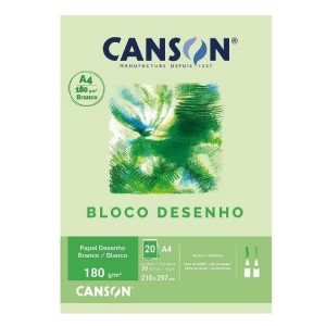 BLOCO DESENHO A4 180G  20 FOLHAS BRANCO CANSON