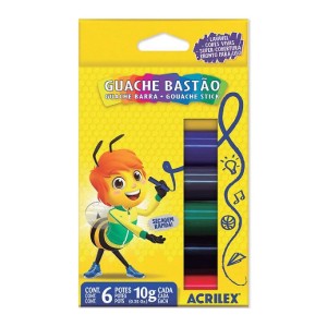 GUACHE BASTÃO 6 CORES ACRILEX