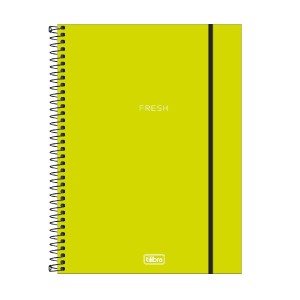 CADERNO ESPIRAL CAPA PLAST UNIV 1M NEON VERDE L. 80F TILIBRA