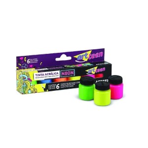 TINTA ACRILICA FOSCA NEON 10ML 6 CORES ACRILEX