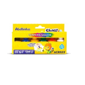 TEMPERA GUACHE SHOW COLOR 6C 18ML TAMPA C/ PINCEL ACRILEX