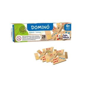 DOMINÓ DE MADEIRA PINGOS COLORIDOS PAIS & FILHOS