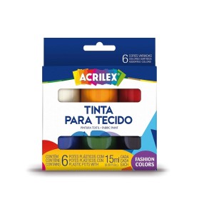 TINTA PARA TECIDO 6 CORES 15ML ART TEEN ACRILEX