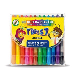 GIZ DE CERA RETRÁTIL TWIST 12 CORES ACRILEX