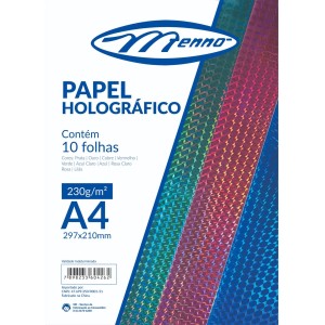 PAPEL HOLOGRÁFICO 230G 10 CORES MENNO