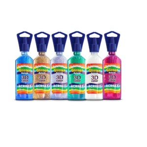 TINTA RELEVO DIMENSIONAL 3D GLITTER C/ 6 CORES ACRILEX