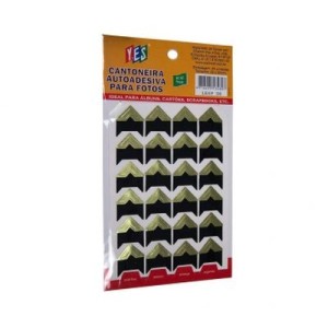 CANTONEIRA AUTOADESIVA PARA FOTOS 22X20MM DOURADA 48UN YES