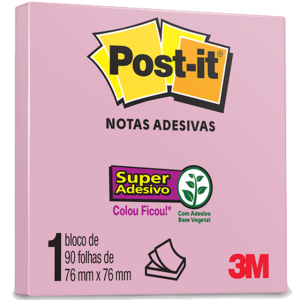 POST-IT NOTAS ADESIVAS ROSA MILÊNIO 90FLS 76X76MM 3M