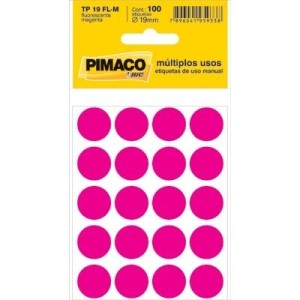 ETIQUETA ADESIVA TP19 FLUORESCENTE MAGENTA 100 UNID PIMACO
