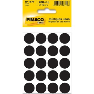 ETIQUETA ADESIVA TP19 PRETO 200 UNID PIMACO