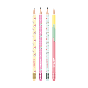 KIT 4 LÁPIS COM BORRACHA HB PICOLÉ LEO&LEO