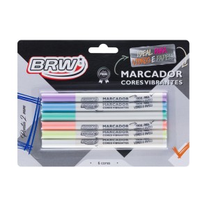 CANETA MARCADOR CORES VIBRANTES 6 UNIDS BRW