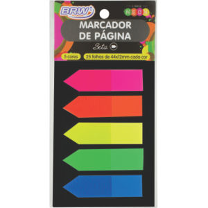 MARCADOR DE PAGINA SETA NEON 5 CORES 12X44MM BRW