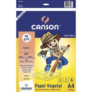 BLOCO DE PAPEL VEGETAL A4 60G 10 FOLHAS CANSON